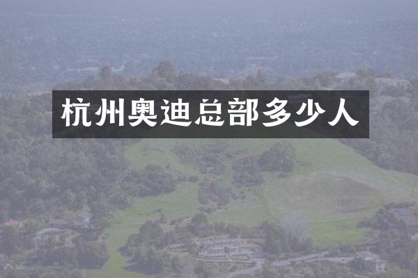 杭州奥迪总部多少人