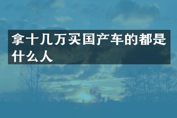 拿十几万买国产车的都是什么人