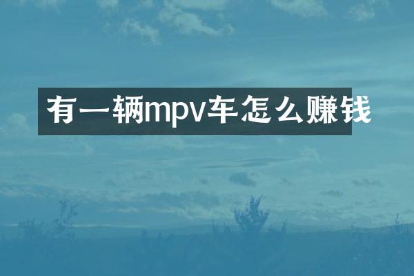 有一辆mpv车怎么赚钱