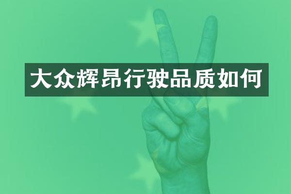 大众辉昂行驶品质如何