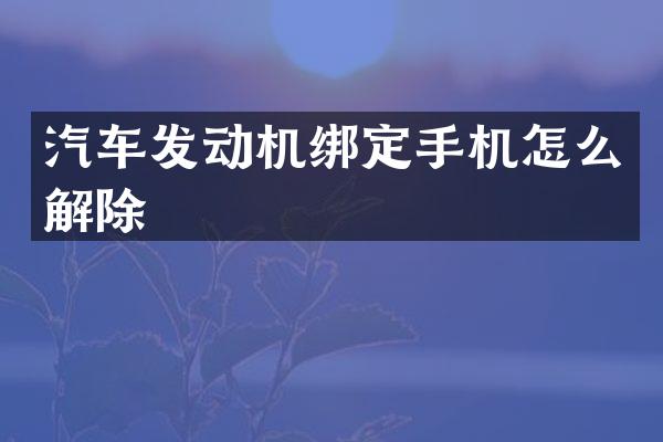汽车发动机绑定手机怎么解除