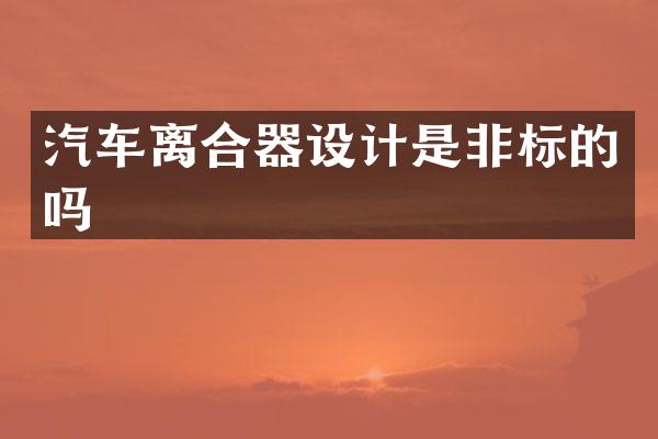 汽车离合器设计是非标的吗