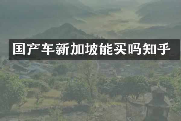 国产车新加坡能买吗知乎