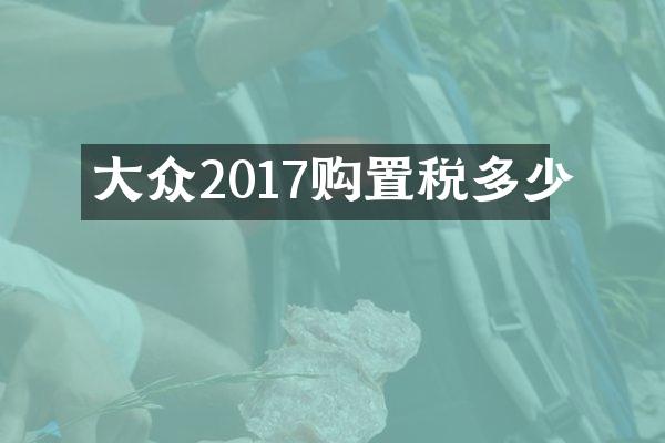 大众2017购置税多少