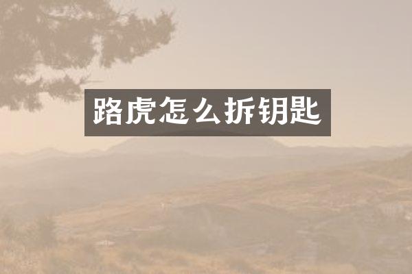 路虎怎么拆钥匙