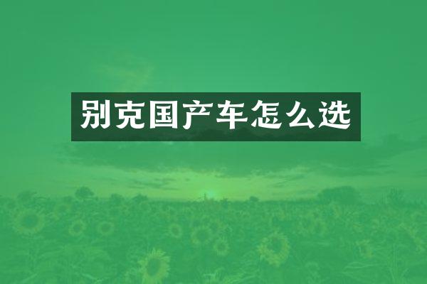 别克国产车怎么选