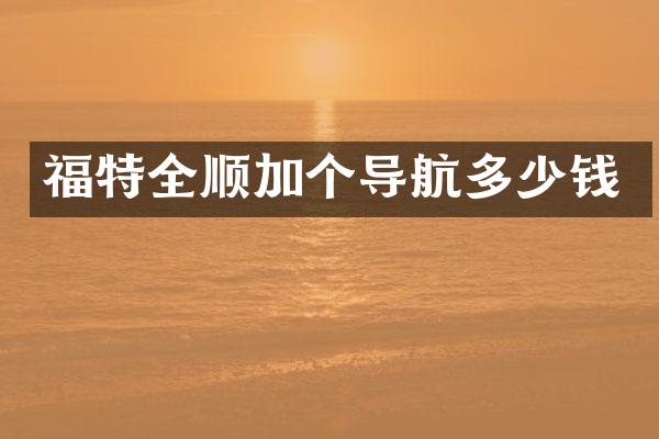 福特全顺加个导航多少钱