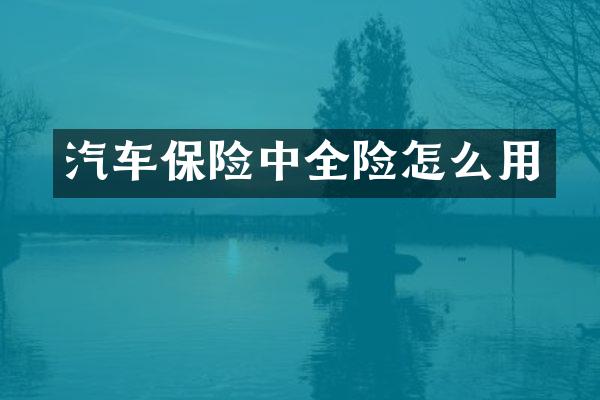 汽车保险中全险怎么用