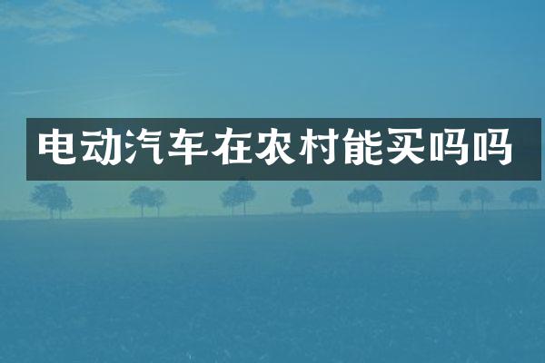 电动汽车在农村能买吗吗
