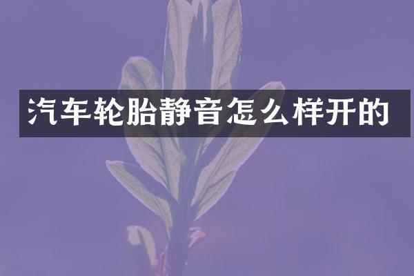 汽车轮胎静音怎么样开的