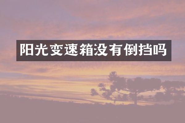 阳光变速箱没有倒挡吗