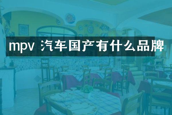 mpv 汽车国产有什么品牌