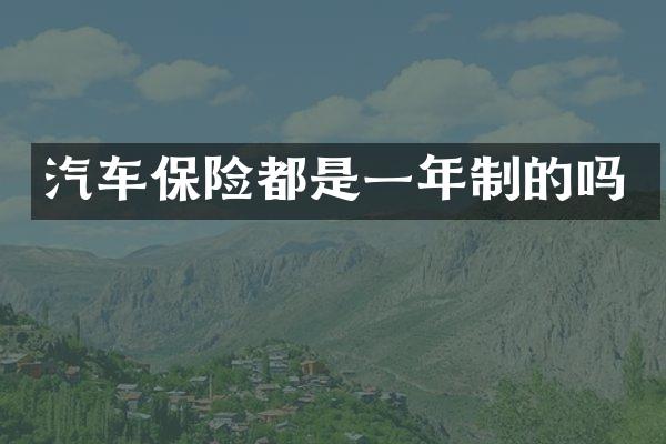 汽车保险都是一年制的吗