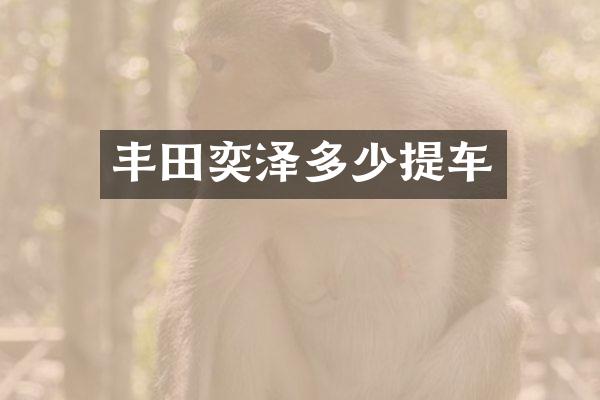 丰田奕泽多少提车