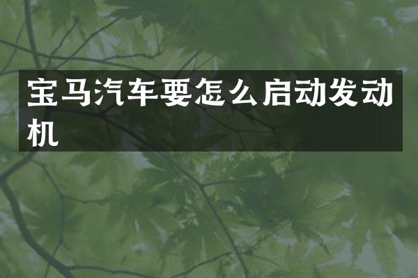 宝马汽车要怎么启动发动机