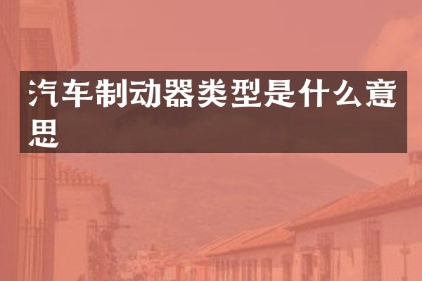 汽车制动器类型是什么意思