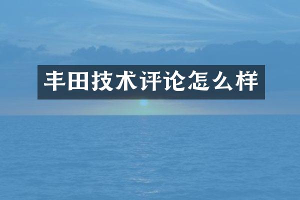 丰田技术评论怎么样