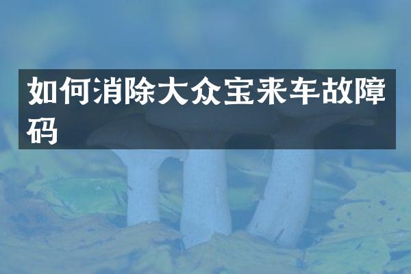 如何消除大众宝来车故障码