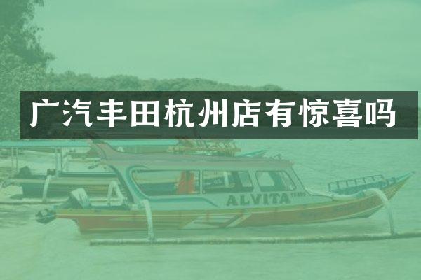 广汽丰田杭州店有惊喜吗