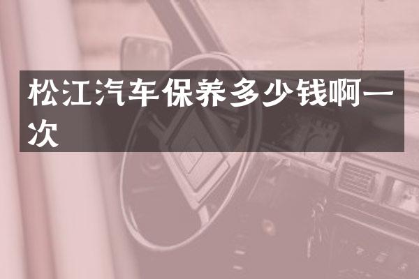 松江汽车保养多少钱啊一次