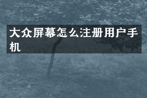 大众屏幕怎么注册用户手机