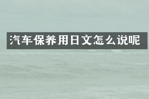 汽车保养用日文怎么说呢