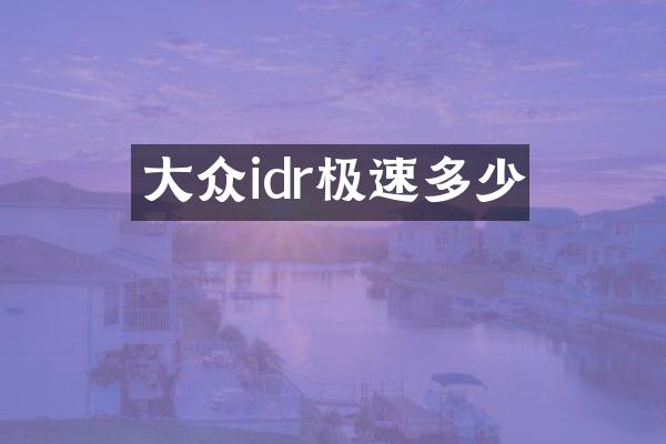大众idr极速多少
