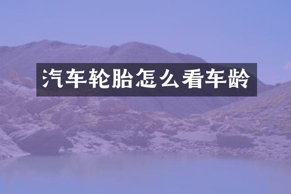汽车轮胎怎么看车龄