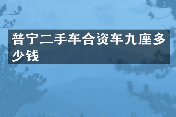 普宁二手车合资车九座多少钱