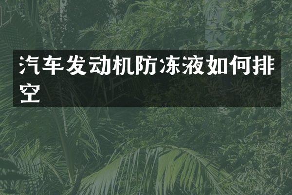 汽车发动机防冻液如何排空