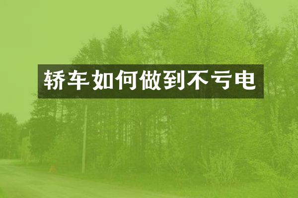 轿车如何做到不亏电