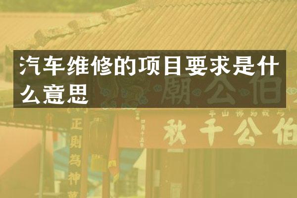 汽车维修的项目要求是什么意思
