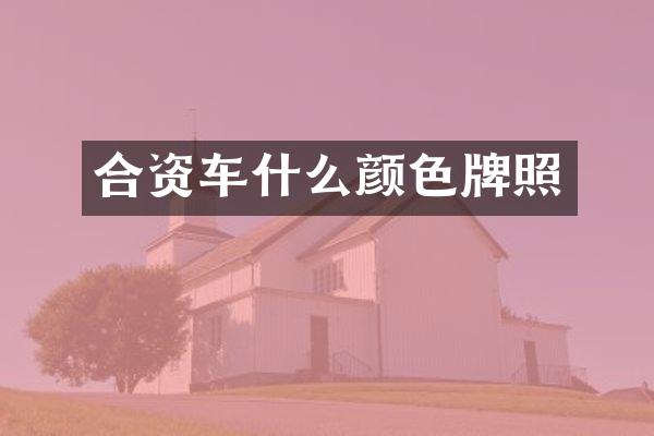 合资车什么颜色牌照