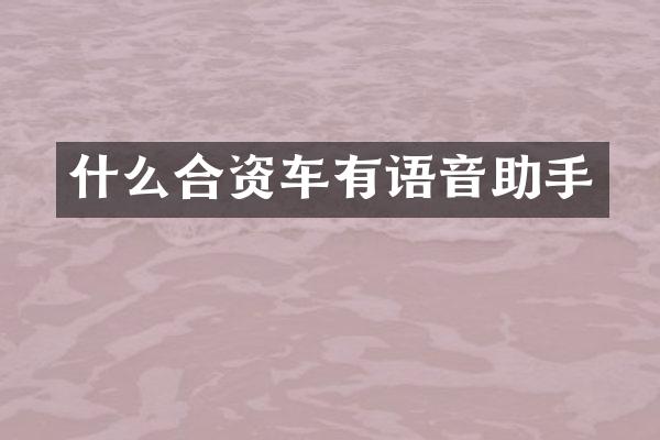 什么合资车有语音助手