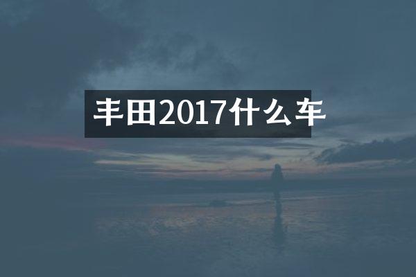 丰田2017什么车