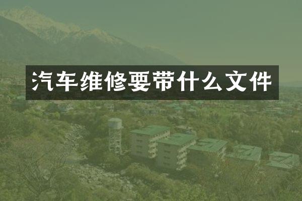 汽车维修要带什么文件
