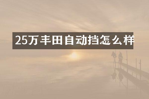 25万丰田自动挡怎么样