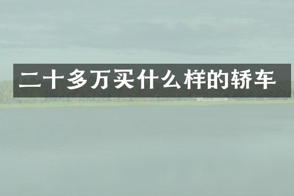 二十多万买什么样的轿车