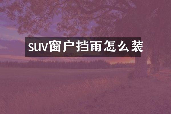 suv窗户挡雨怎么装