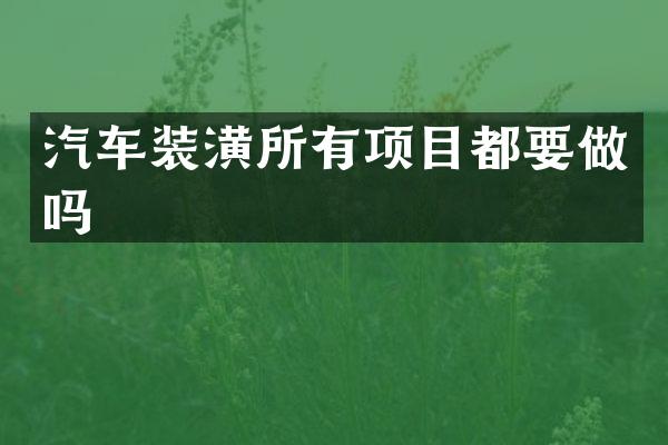 汽车装潢所有项目都要做吗