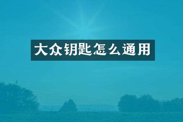 大众钥匙怎么通用