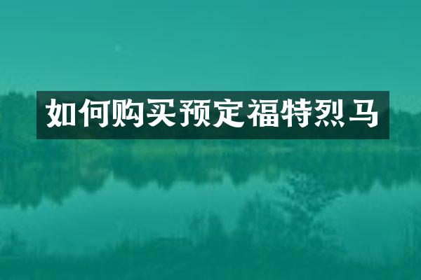 如何购买预定福特烈马