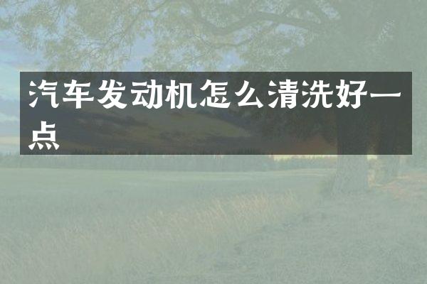 汽车发动机怎么清洗好一点