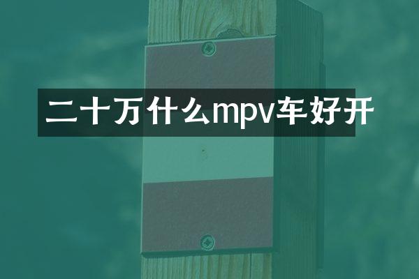 二十万什么mpv车好开