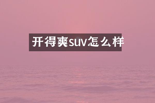 开得爽suv怎么样
