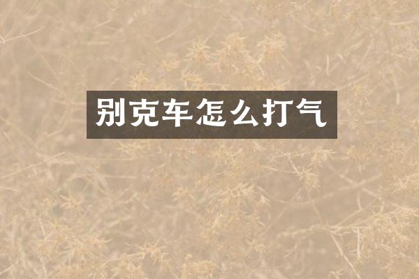 别克车怎么打气