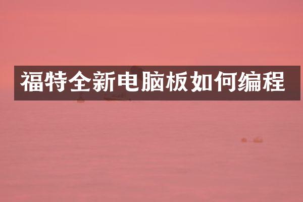 福特全新电脑板如何编程