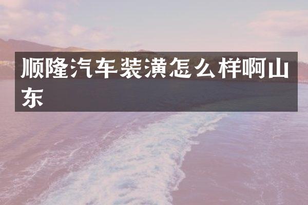 顺隆汽车装潢怎么样啊山东