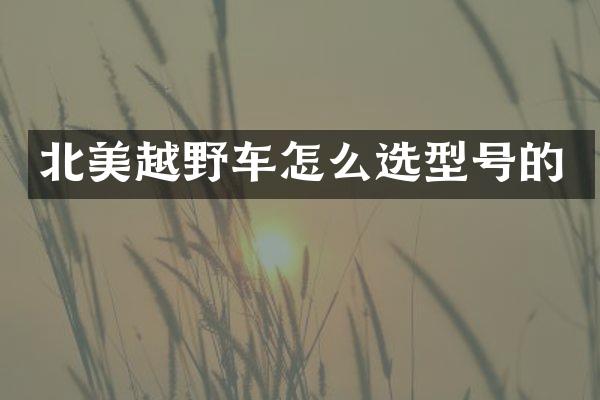 北美越野车怎么选型号的