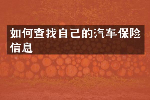 如何查找自己的汽车保险信息